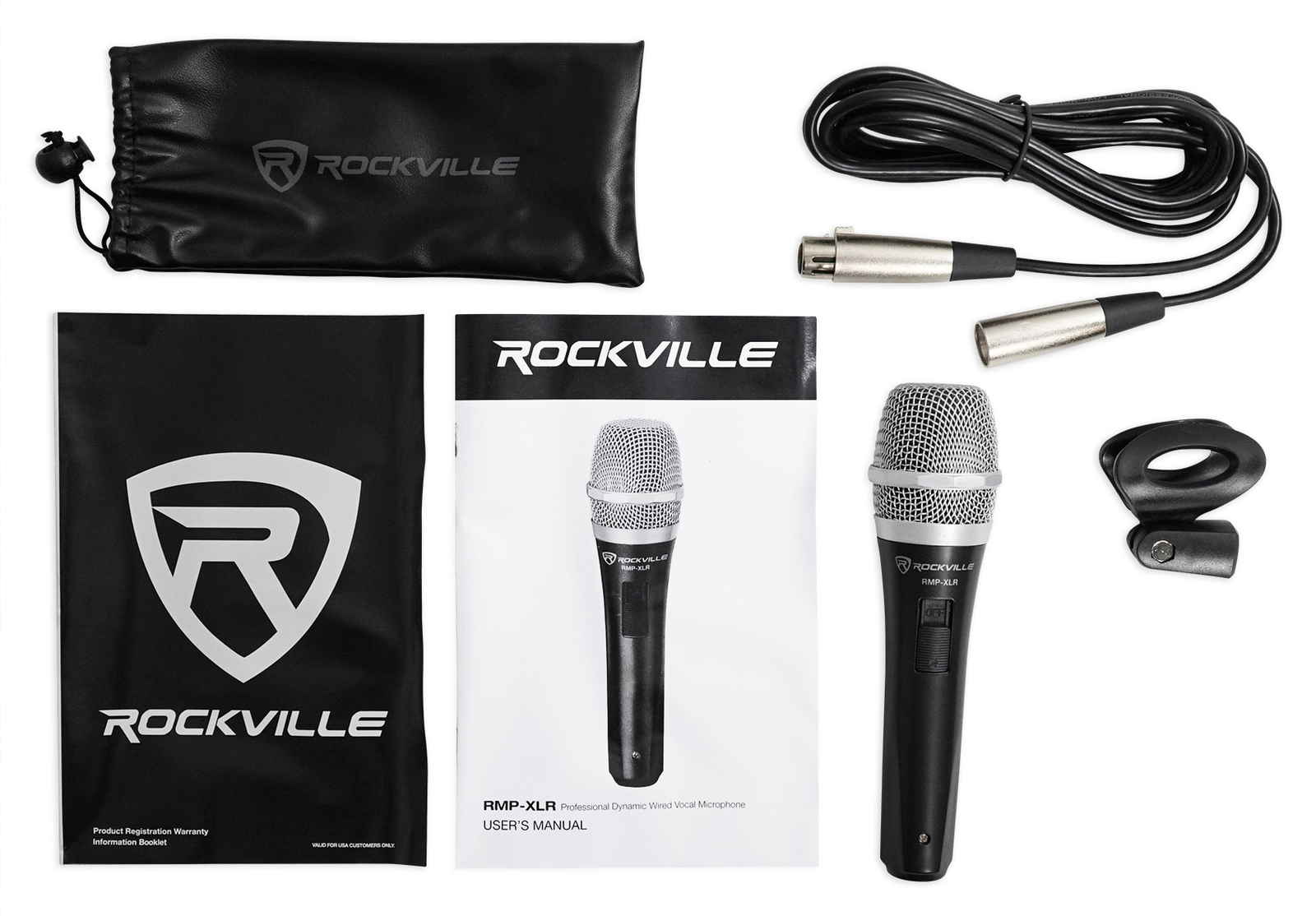 Rockville RMP-XLR Dynamic Cardioid Professional Microphone W/10' XLR Cable+Clip