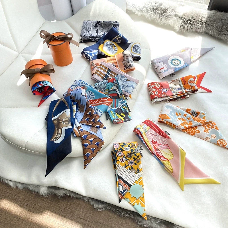 Scarf Ribbon Bag Handle Wrap Silk-Like Twill Satin Neck Hair Accessories