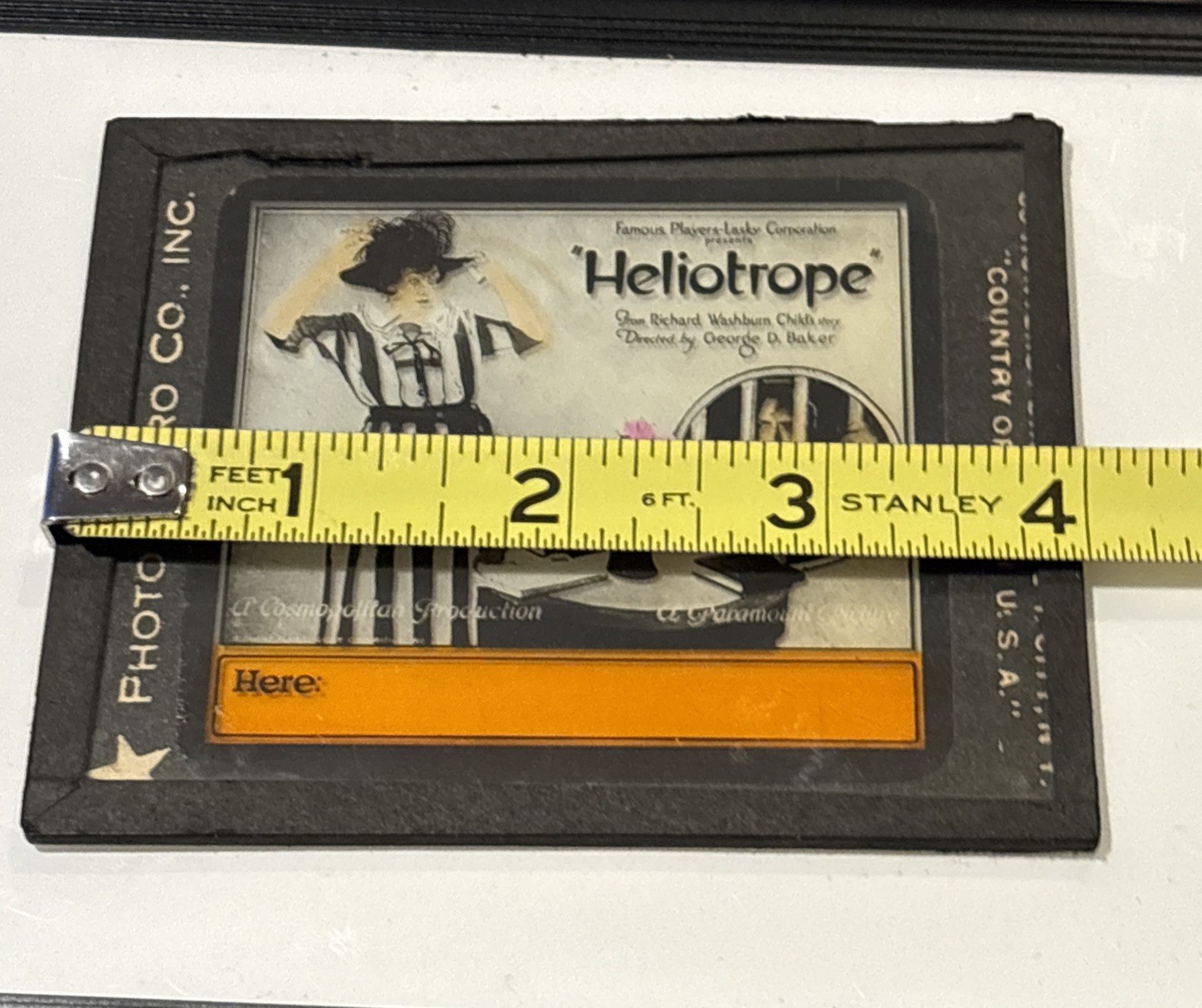 Vintage Magic Lantern Glass Theater Slide 1920 * HELIOTROPE *