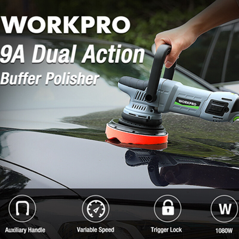 WORKPRO 6" 1080W Buffer Polisher Dual Action Orbital Polish Set 6 Variable Speed