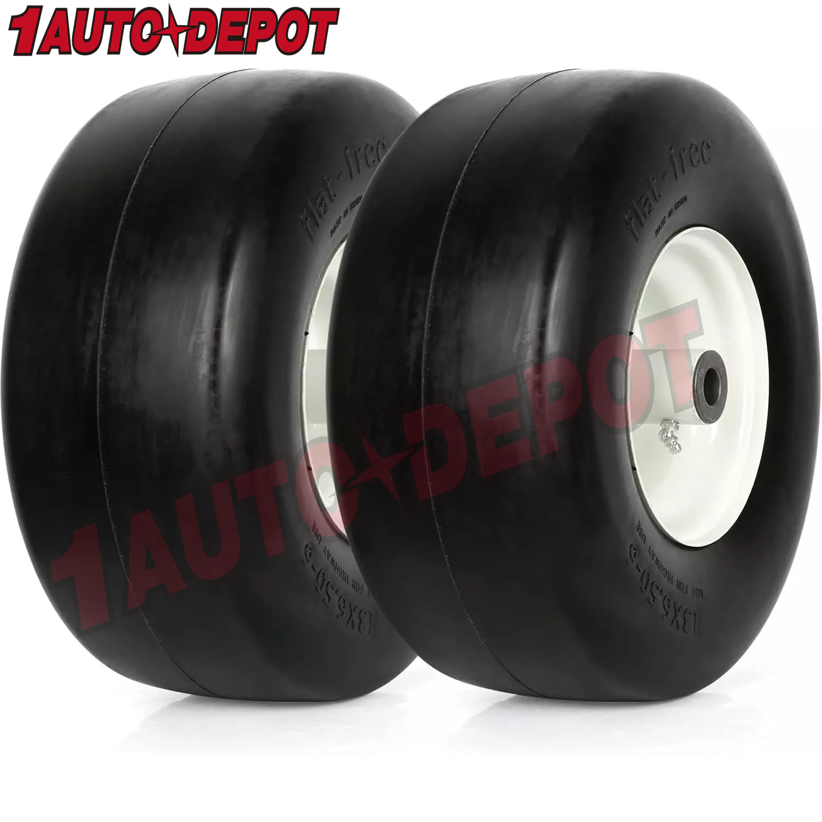 WEIZE 13 x 6.50-6 Flat Free Lawn Mower Tires with Rim 450lbs Capacity 13x6.50-6