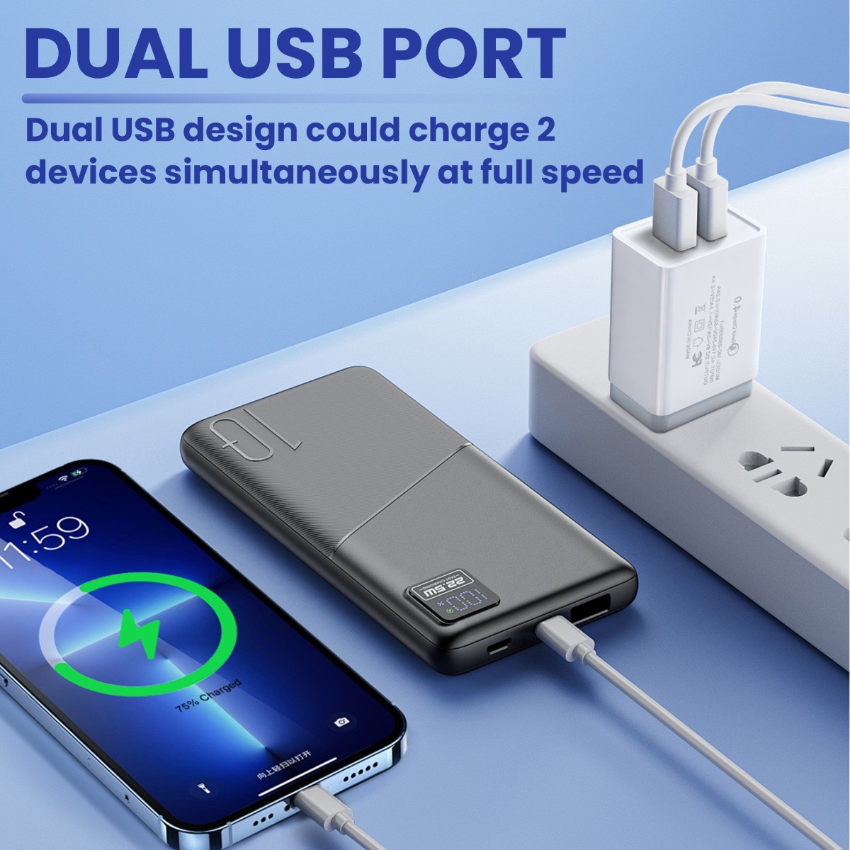 USB Wall Charger Dual Port USB Cube Power Adapter Charger Plug Block ...