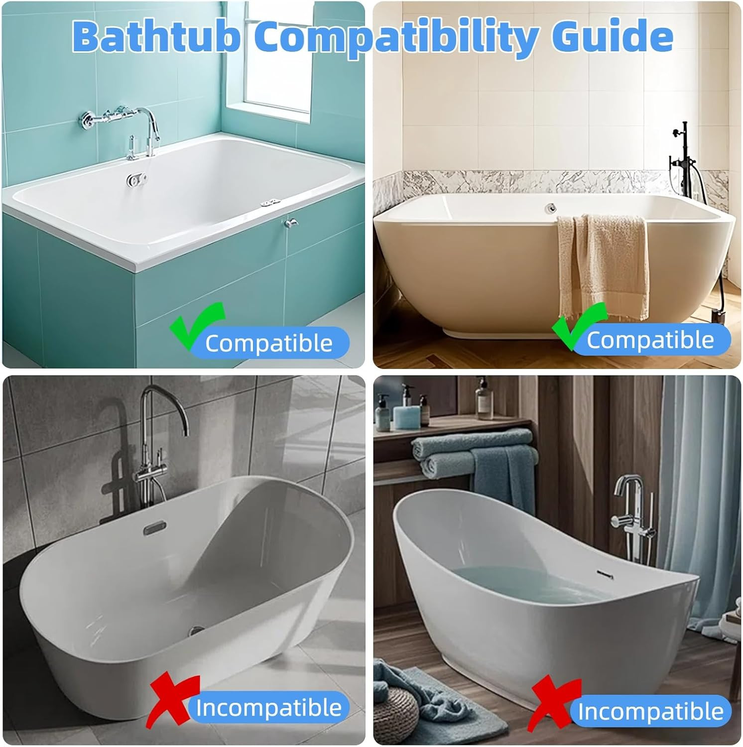 Bathtub Splash Guard with Suction Cups, Silicone Toy Tray for Kids (Grey)