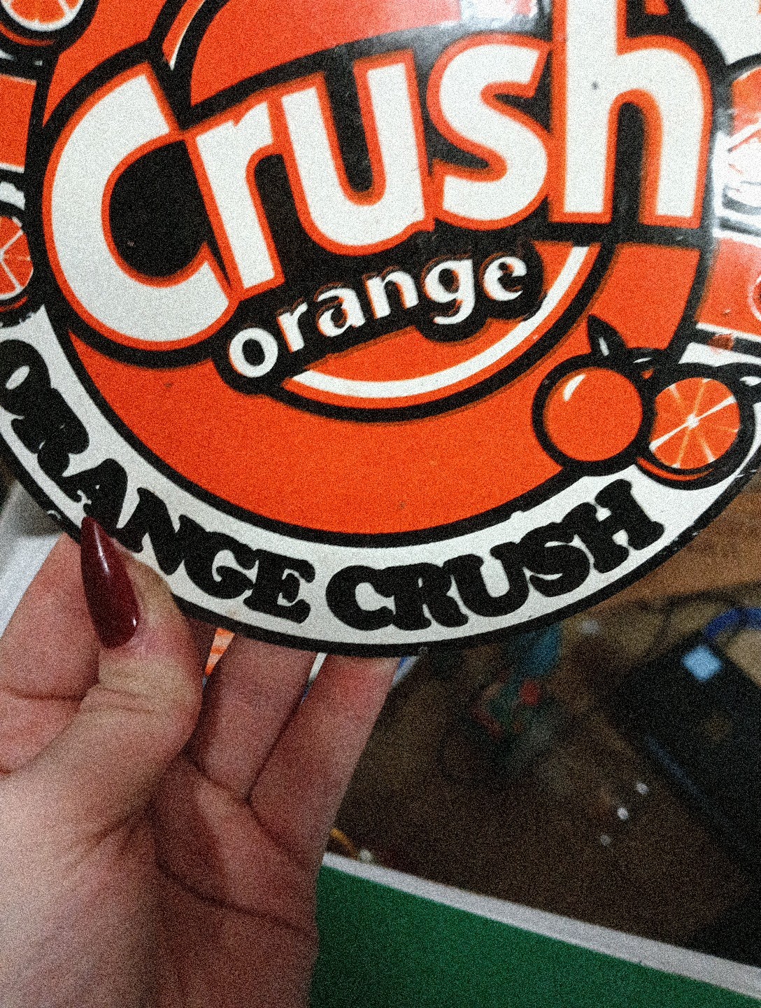 Round Porcelain Feel Fresh! Orange Crush Sign