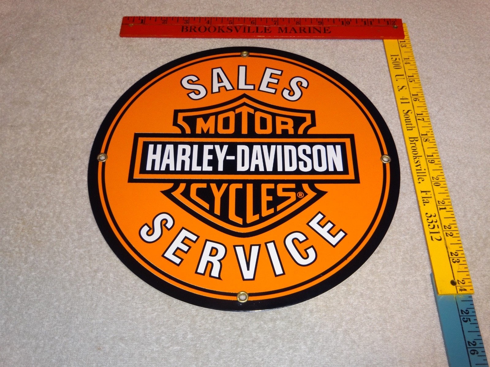 VINTAGE HARLEY DAVIDSON MOTORCYCLE SALES SERVICE DEALER PORCELAIN GASOLINE SIGN!