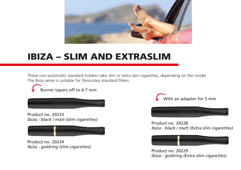 Denicotea Ibiza Slim - Black Matte Cigarette Holder with 10 Free Filters 20233