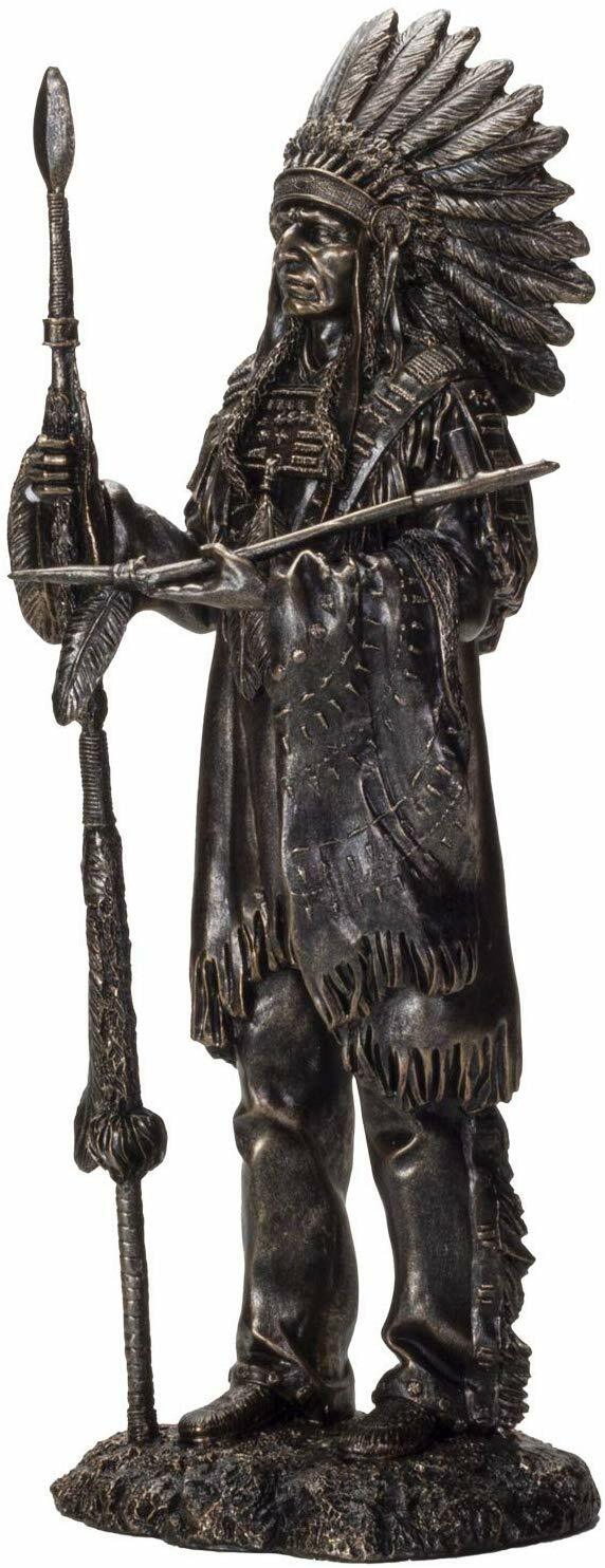 Ebros 14" Tall Indian Native American Chief With Headdress Resin Figurine Statue