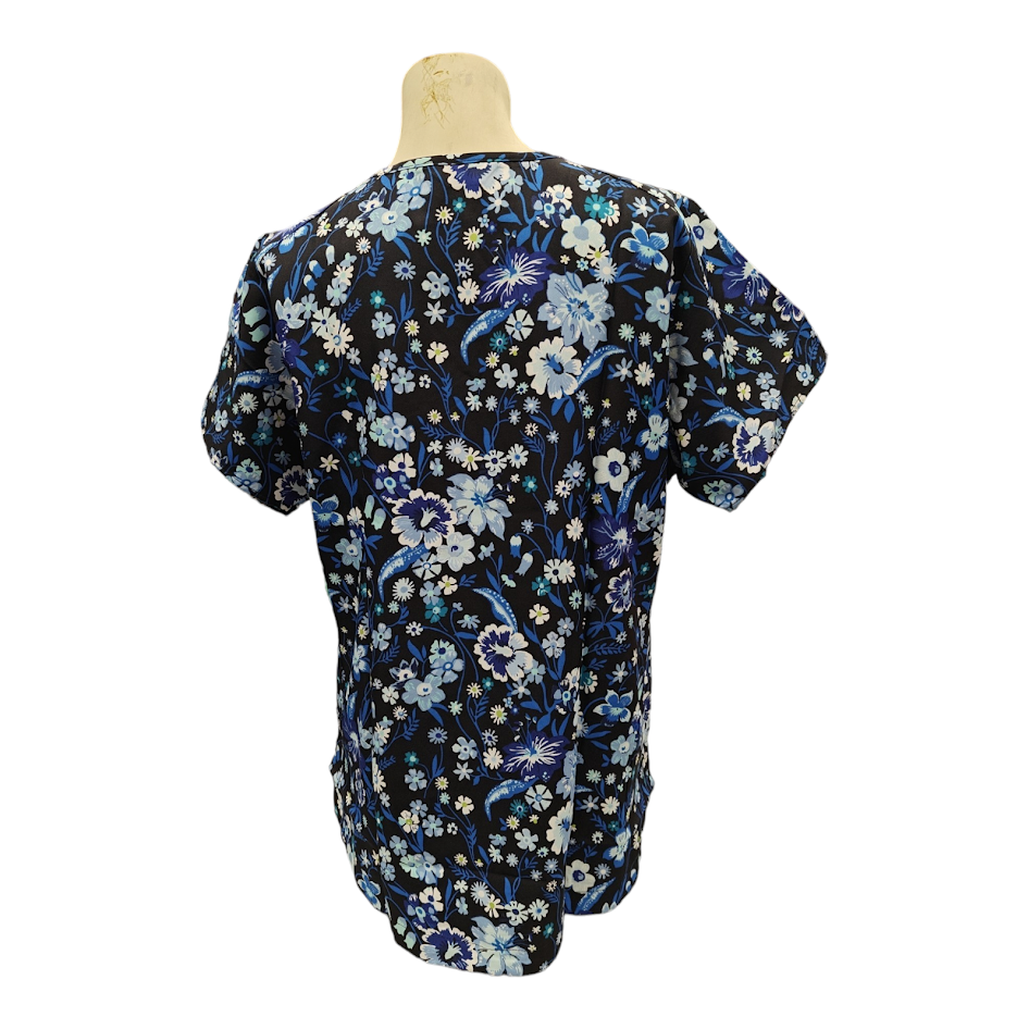 Vera Bradley Halo V6117 MGB Moonlight Garden Black V-Neck Print Scrub Top