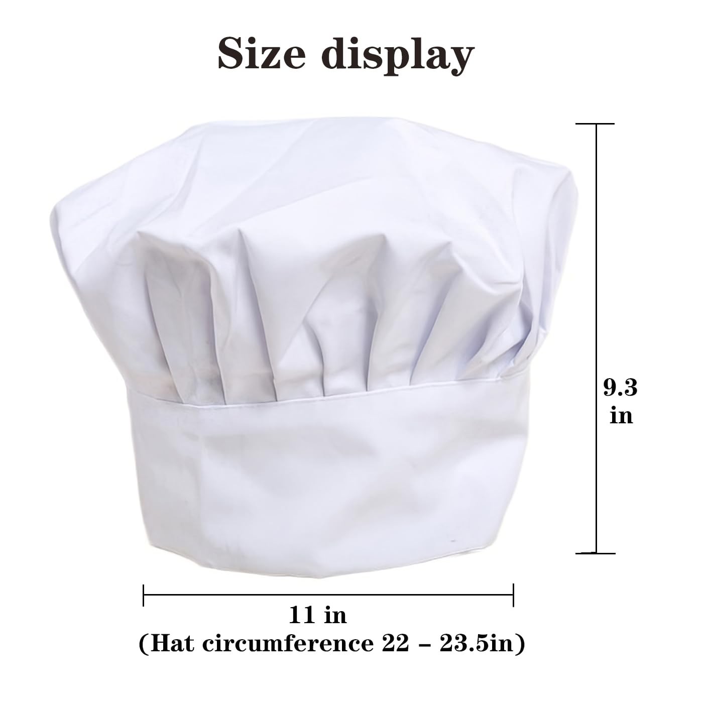 White Chef Hat Adjustable Cotton Chef Cap with Elastic Band