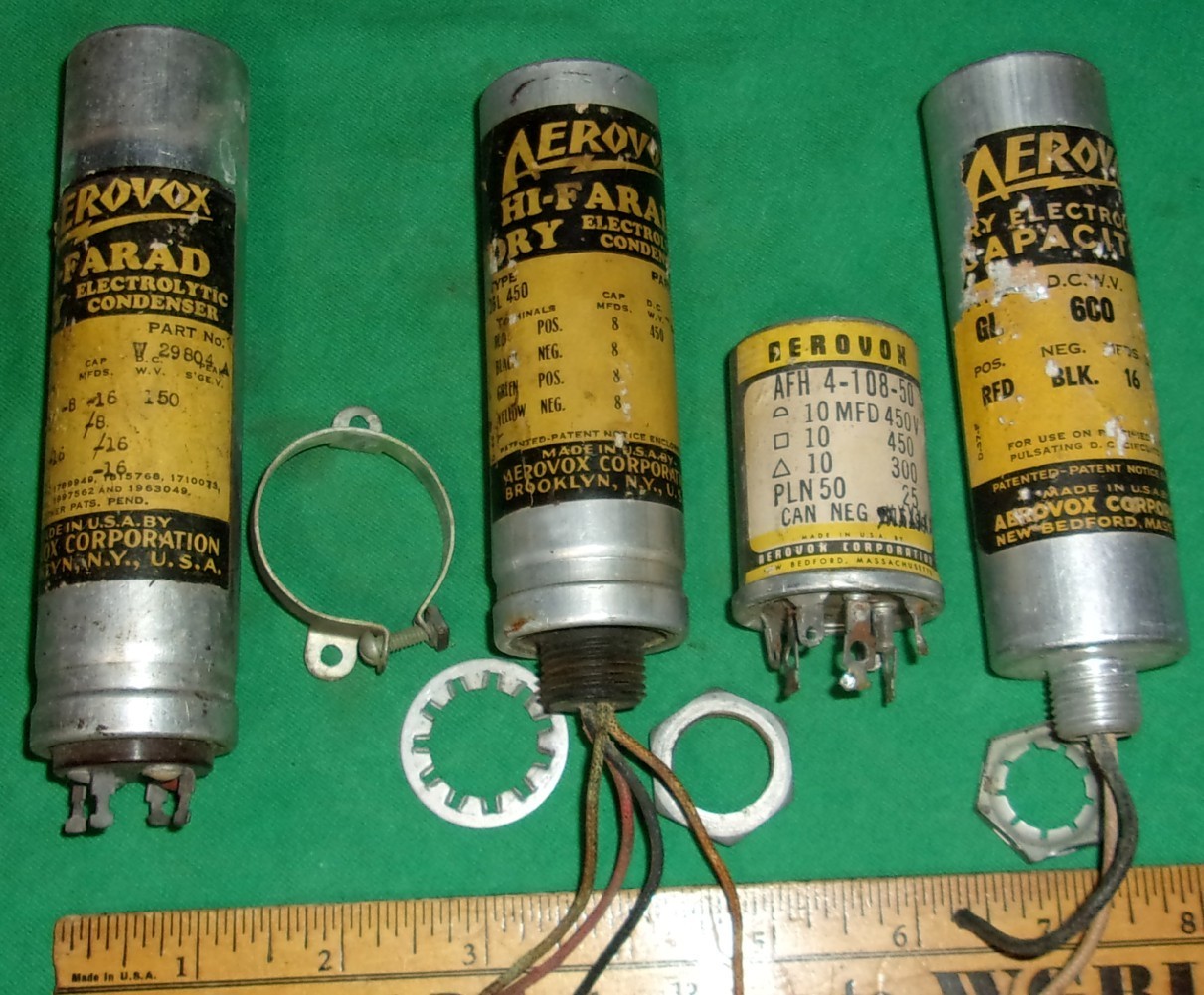 (4) AEROVOX Can Electrolytic Capacitors (1930's)