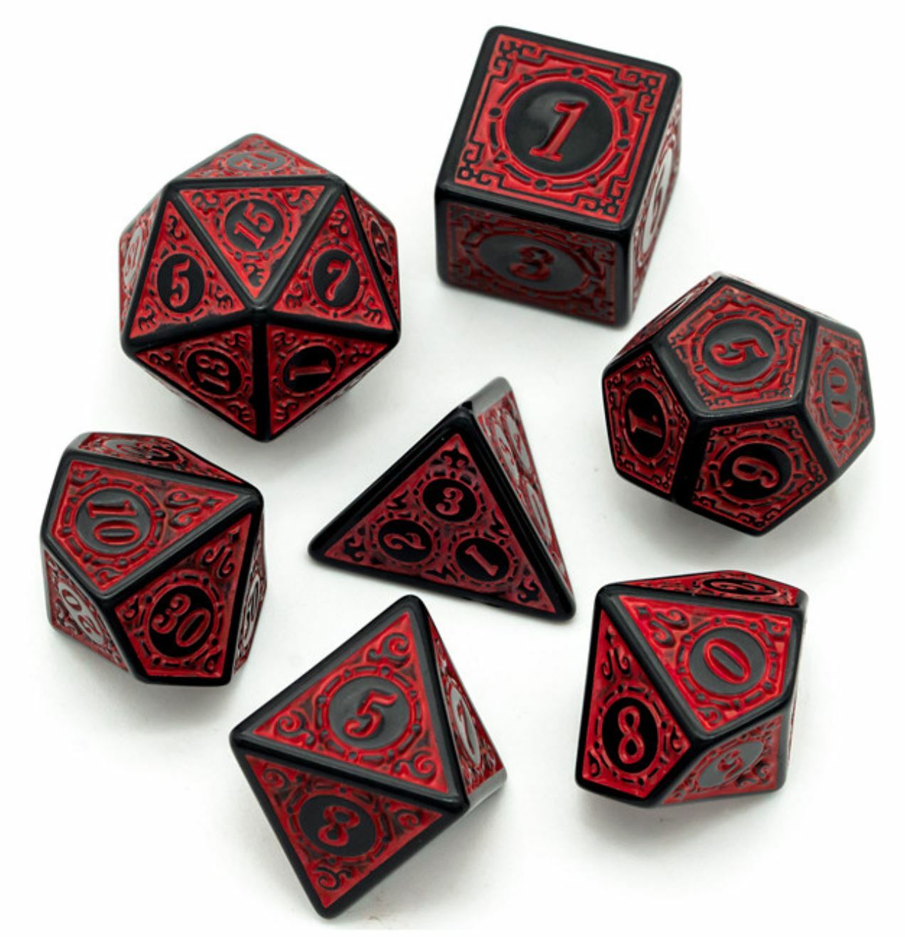 Antique Red 7-Piece Polyhedral RPG Dice Set for DnD Pathfinder