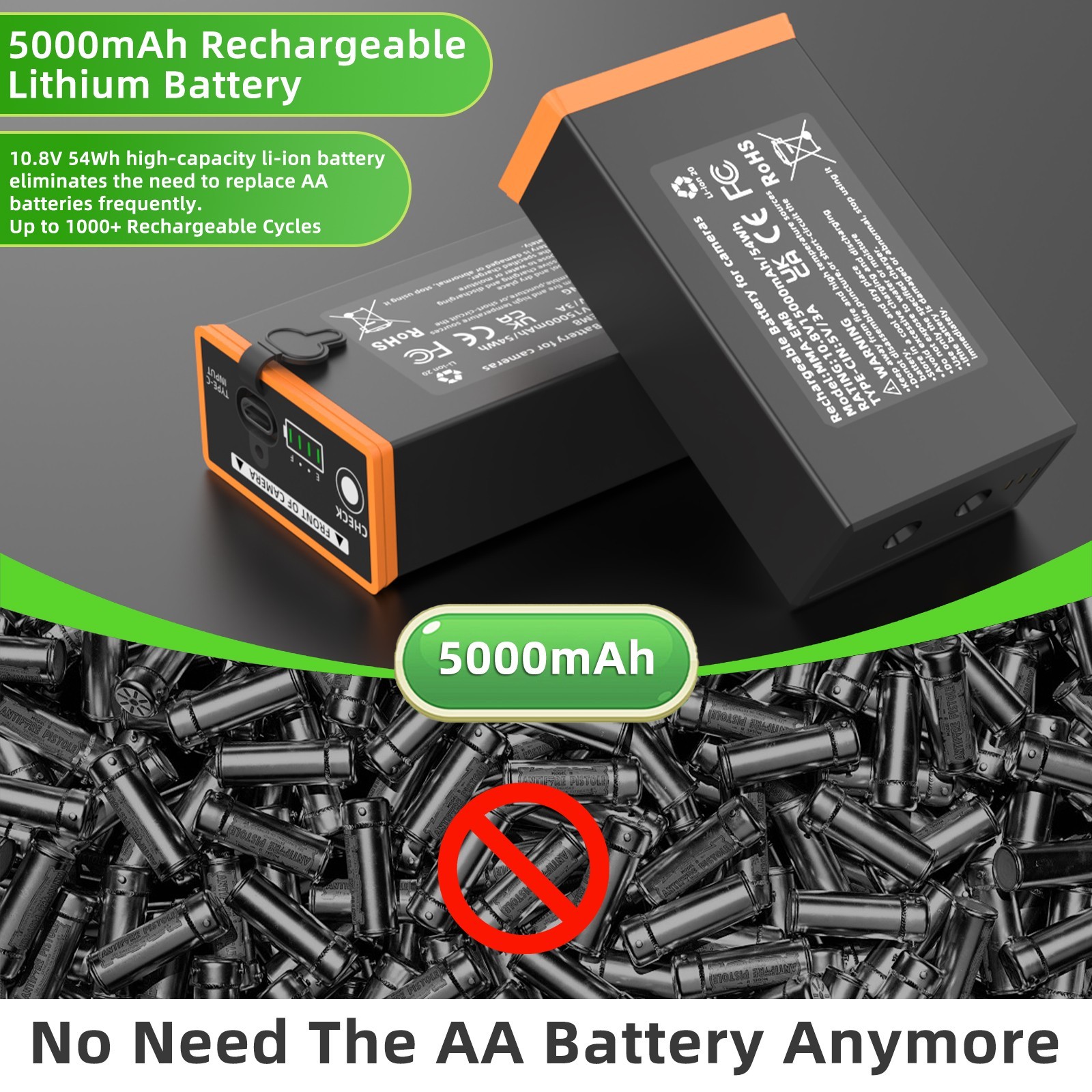 2 Packs Moultrie Power Mag MMA-EM8 5000Ah Battery For Edge Cellular Trai Camera