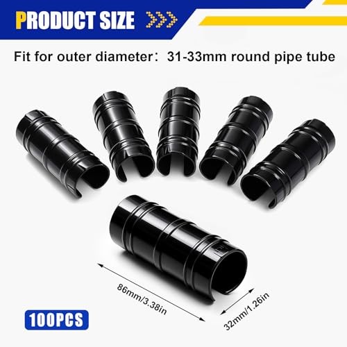 100 Pcs 1-1/4 Inch Greenhouse Clips Plastic Clamps 32 mm black Garden