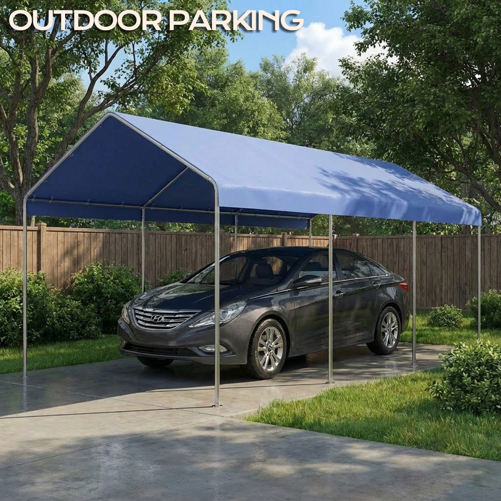 Aoodor 10 x 20 FT Carport Replacement Canopy Cover with Extra-Long Ball Bungees