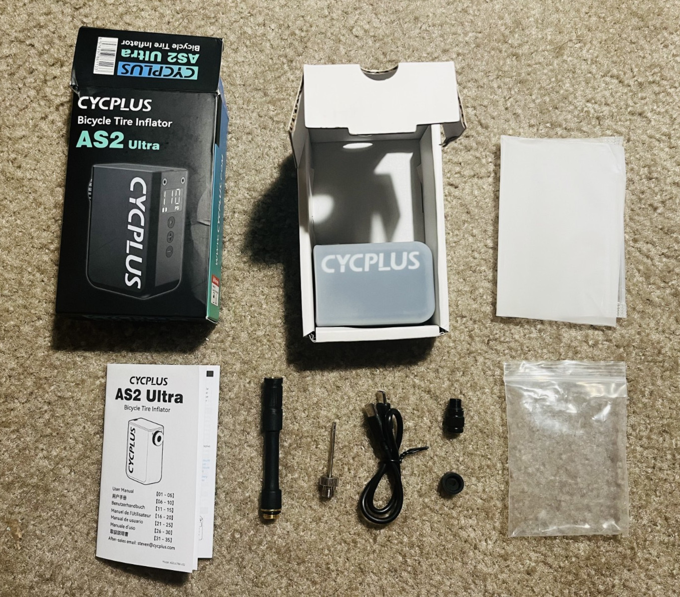 CYCPLUS AS2Ultra 120 PSI Electric Mini Pump, Gauge, Presta/Schrader - openbox