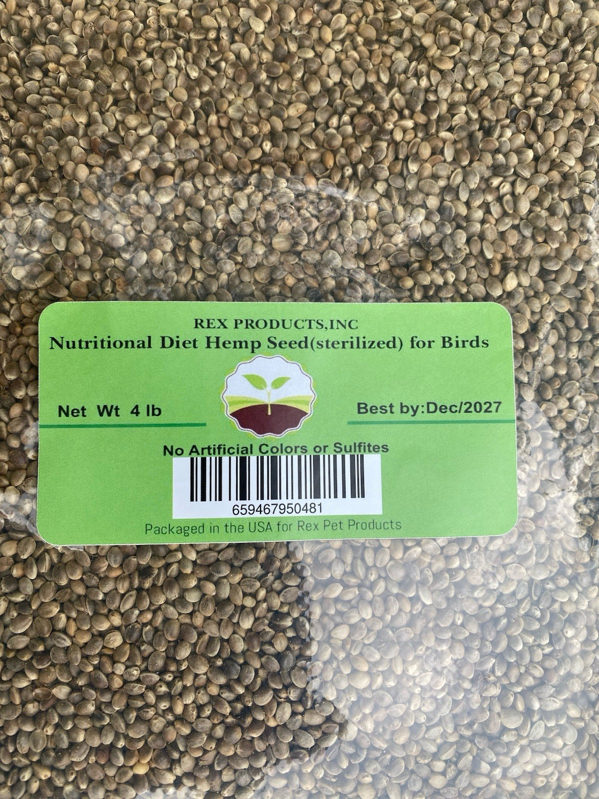 Hemp Seed - For Birds -All Natural Ingredients (4 LB)