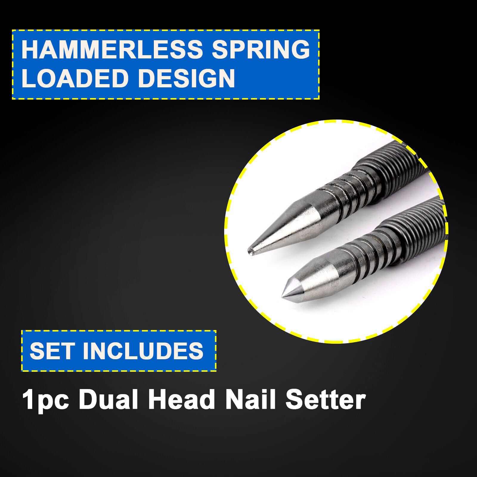 Spring Loaded Nail Set,4pcs Dual Head Nail Setter, Door Hinge Pin Punch Remover