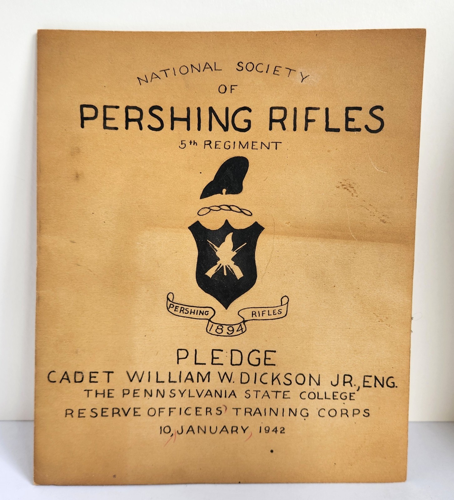 WWII 1942 US Military Cadets National Society PERSHING RIFLES 5TH Regiment PA