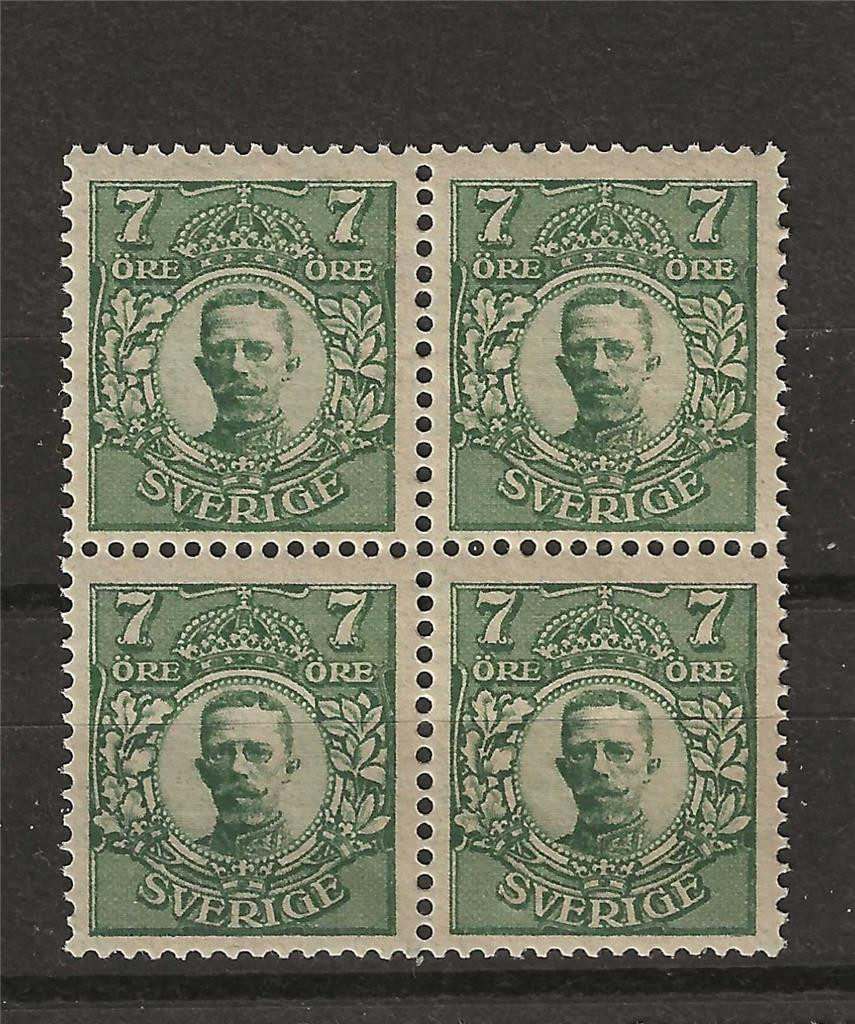 Sweden 1910 Sc# 78 Gustaf green block 4 MNH