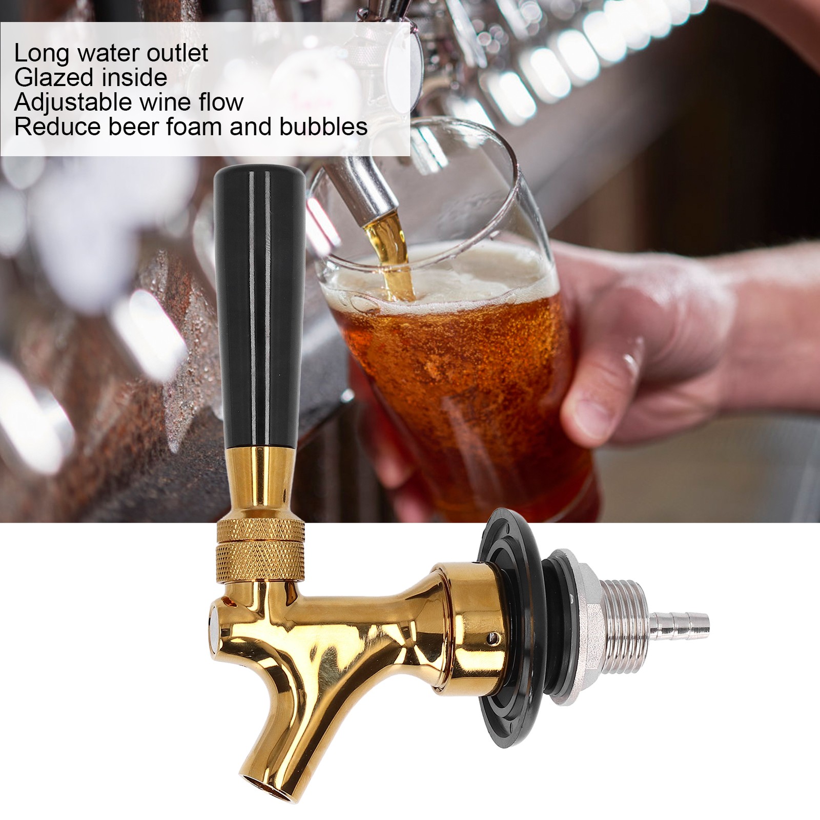 Commercial Kegerator Draft Beer Faucet for Keg with Beer Tap Plug & Tap Handle