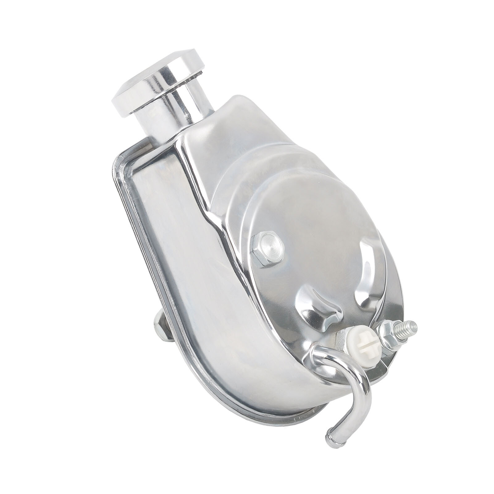 Chrome Saginaw Power Steering Pump w/ Bracket & Pulley Kit For SBC Chevy 350 305