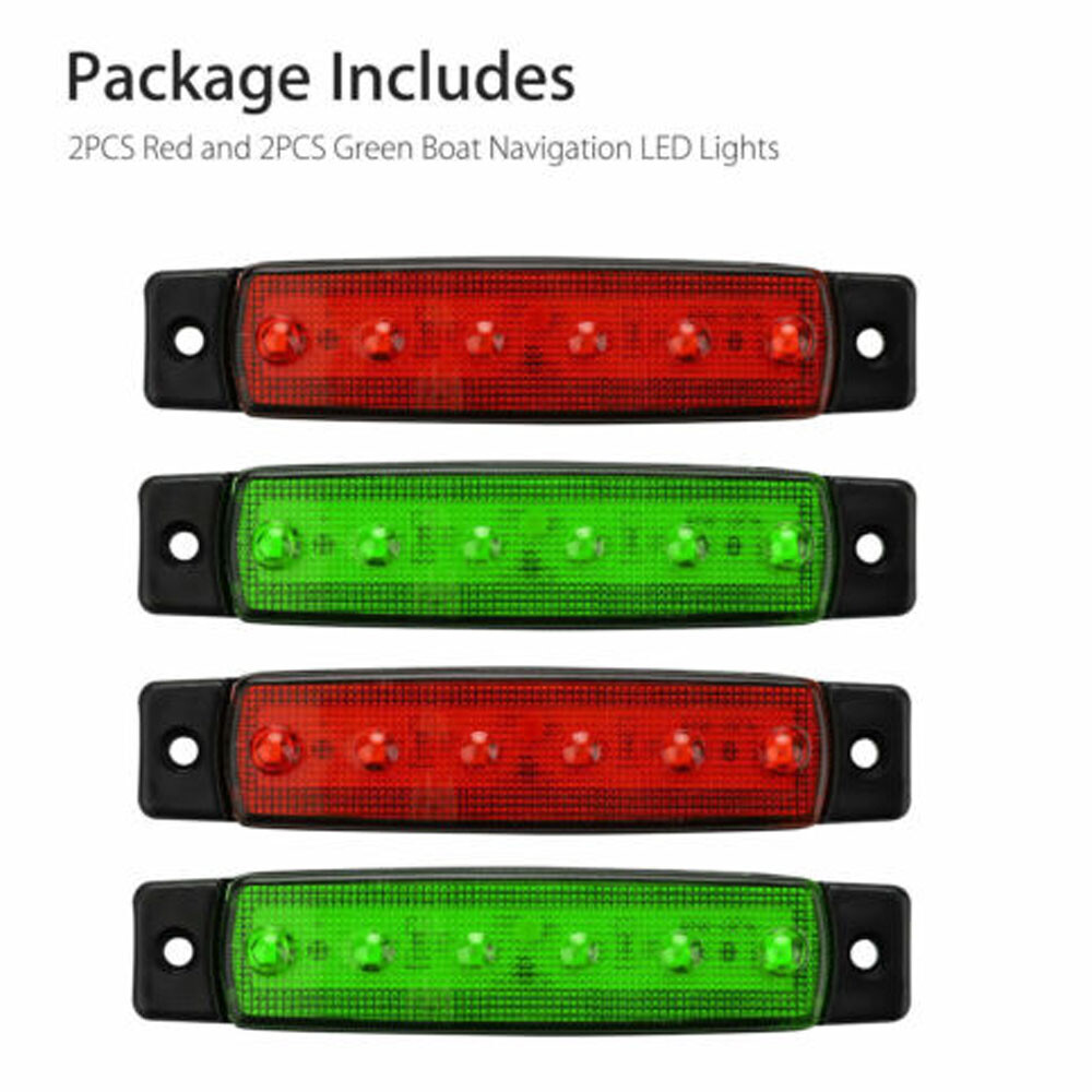 4pcs 12V Boat Navigation LED Lights Stern Lights Boats Starboard Light Green Red