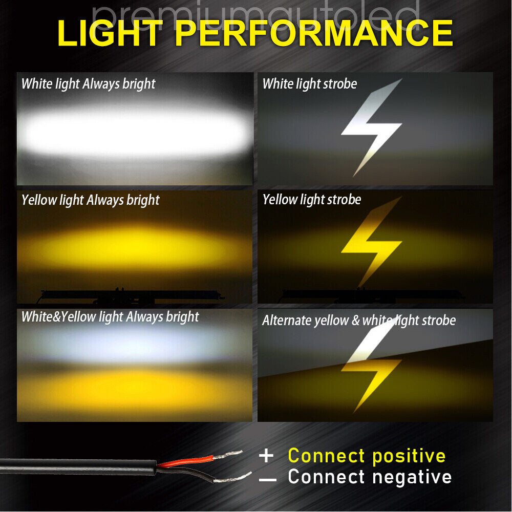 For Can-am Maverick X3 2017 Upper Roof 50" Strobe Amber White LED Light Bar+Wire