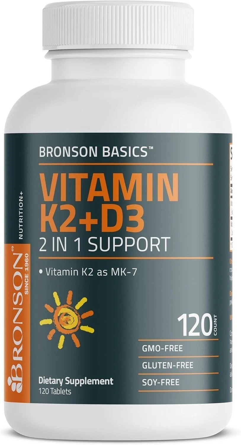 Bronson Vitamin K2 D3 (MK7) Supplement Non-GMO Formula 120 Count (Pack of 1)