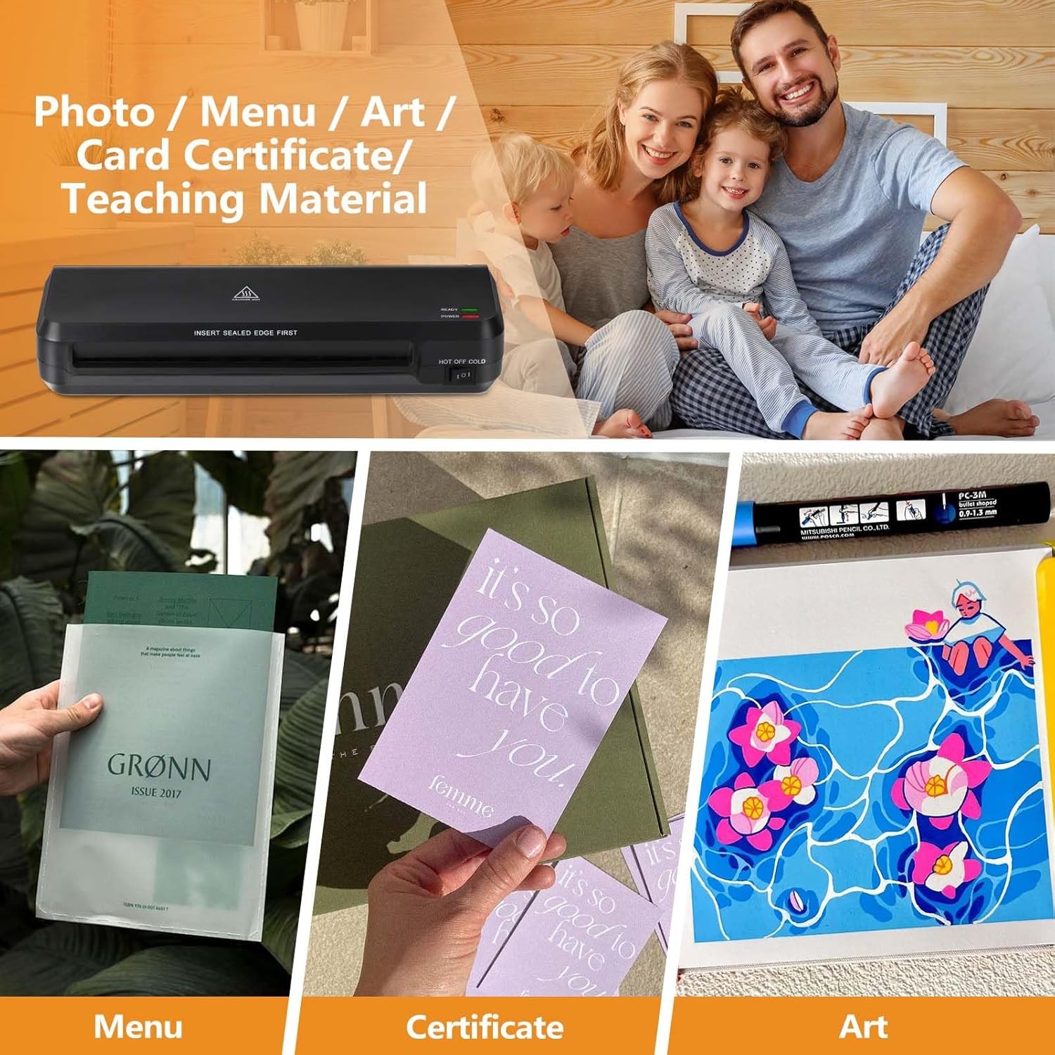 A4 Thermal Laminator Machine with 10 Laminating Sheets for Home Office School