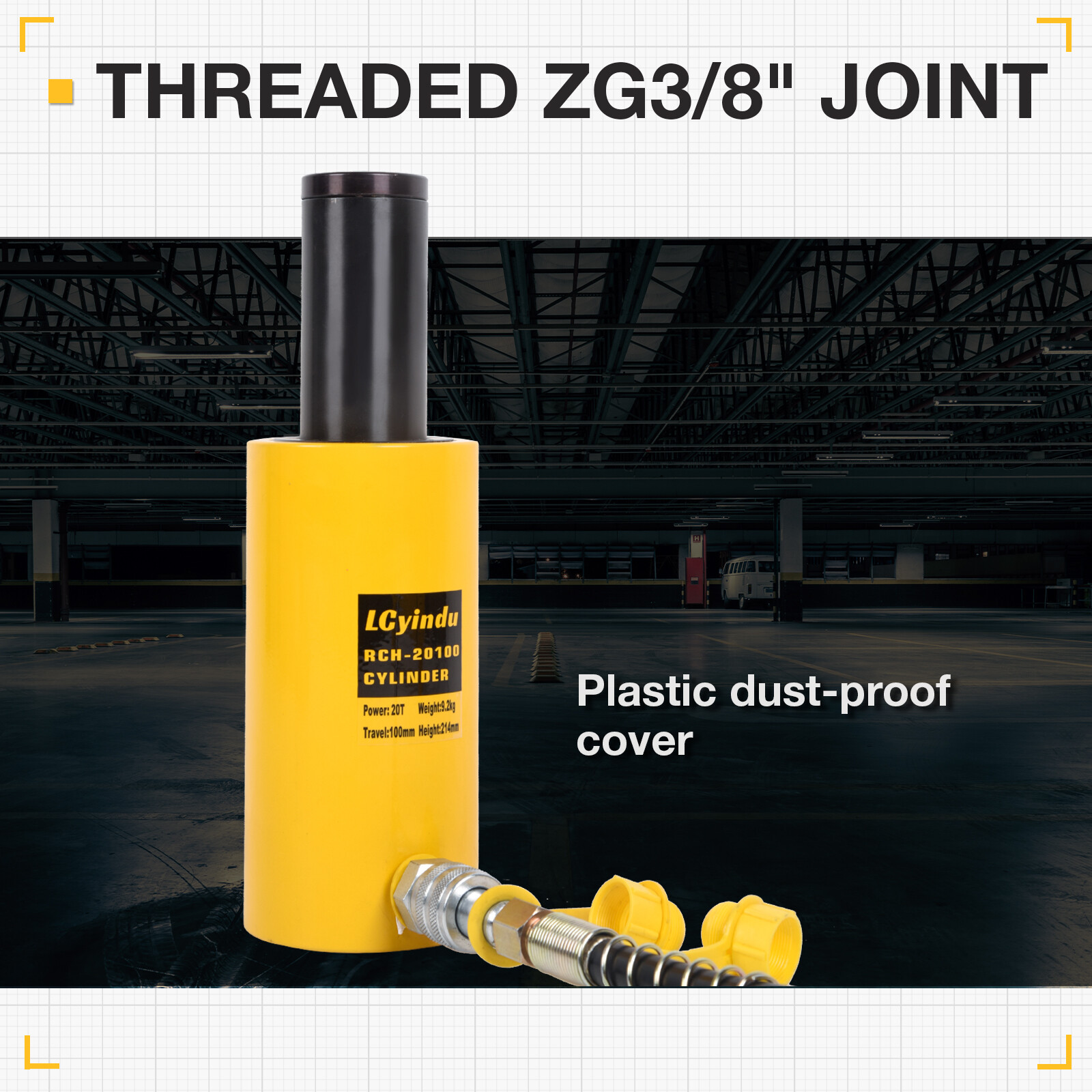 Hollow Hydraulic Cyliner Jack Single Acting 20T 4" Hydraulic Ram Lifting