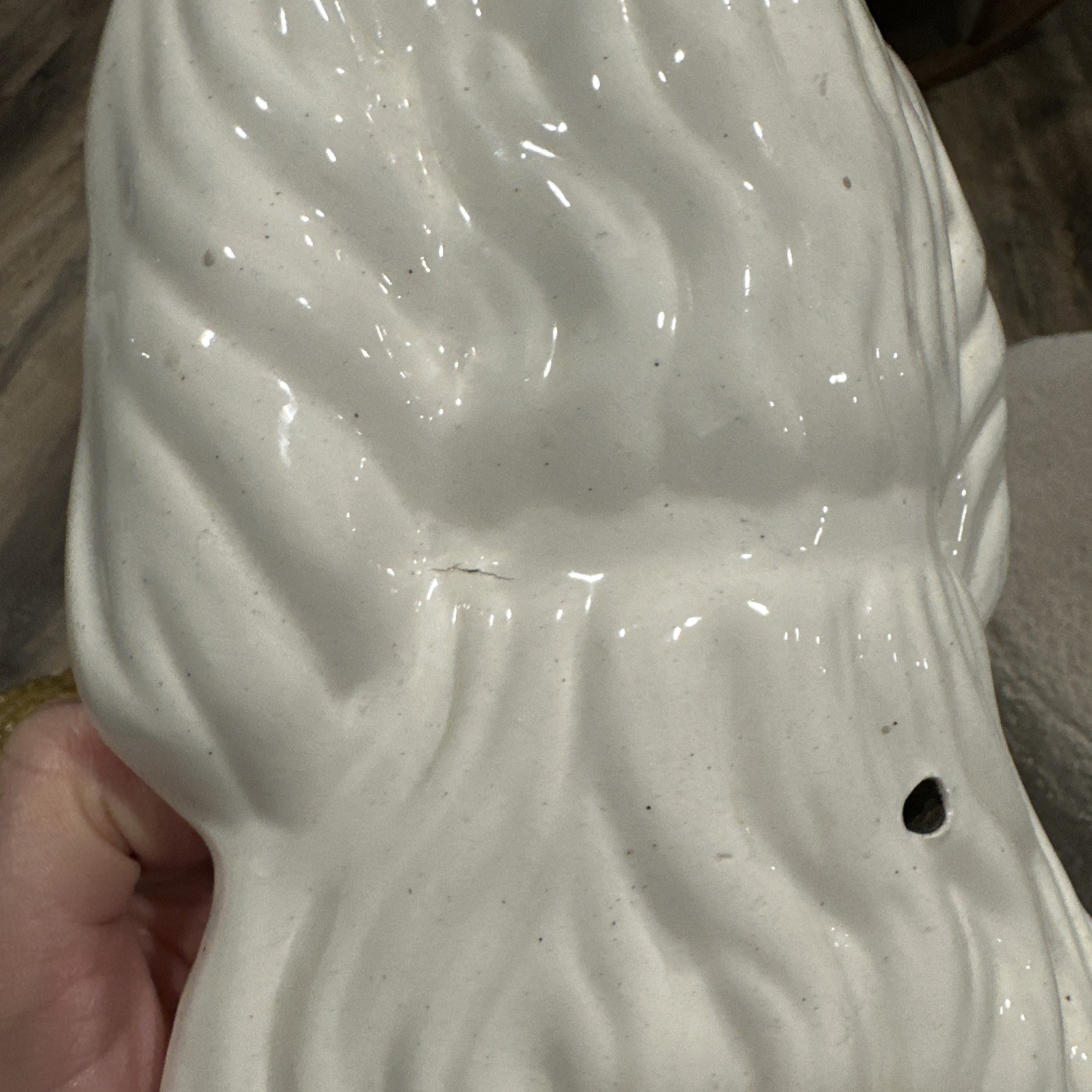 19thC STAFFORDSHIRE WHITE & GILT SEATED SPANIEL DOG Large 15 Inches Tall Rare