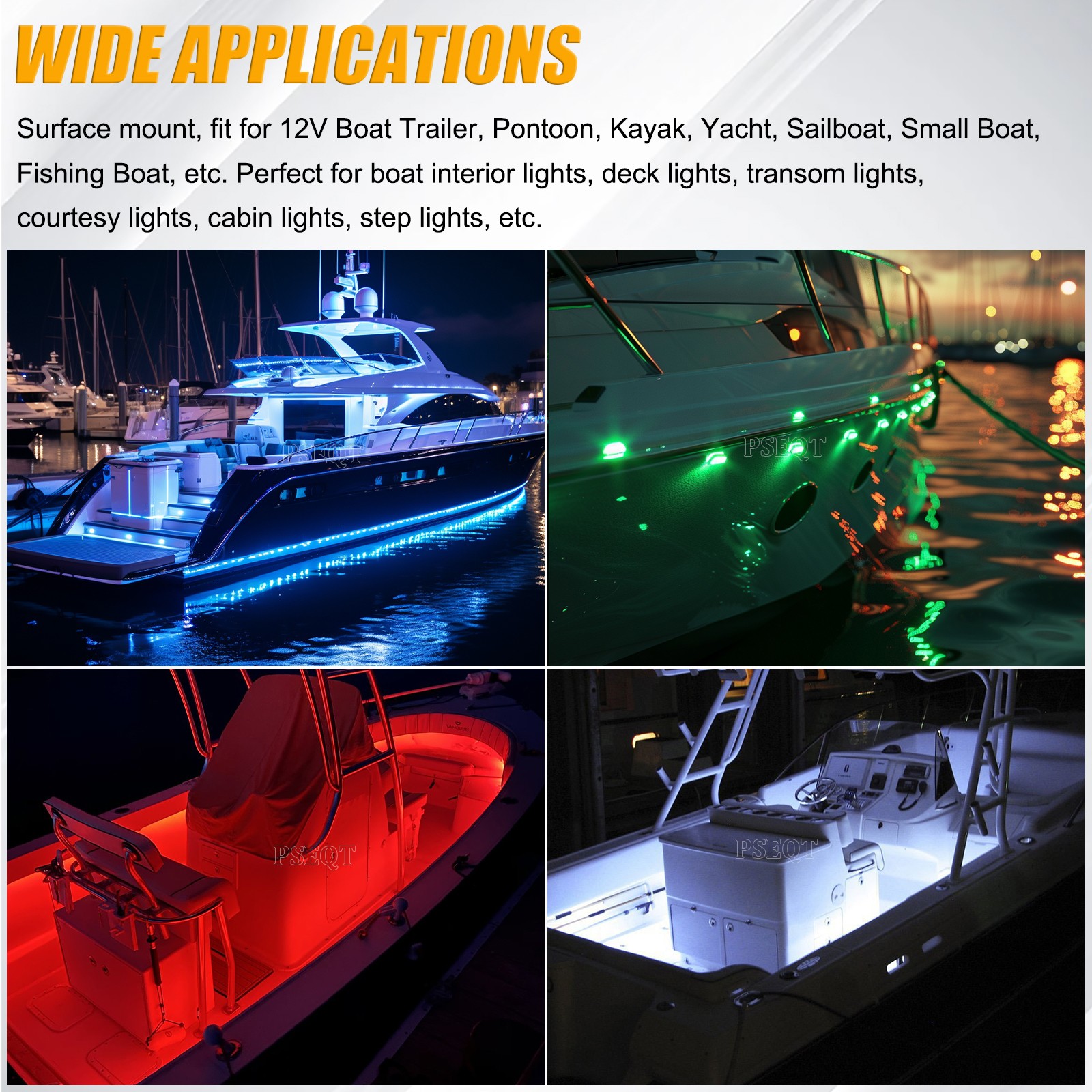 6X LED Boat Courtesy Light 4-color Oval 3.8'' Marine Interior Deck Stern Light