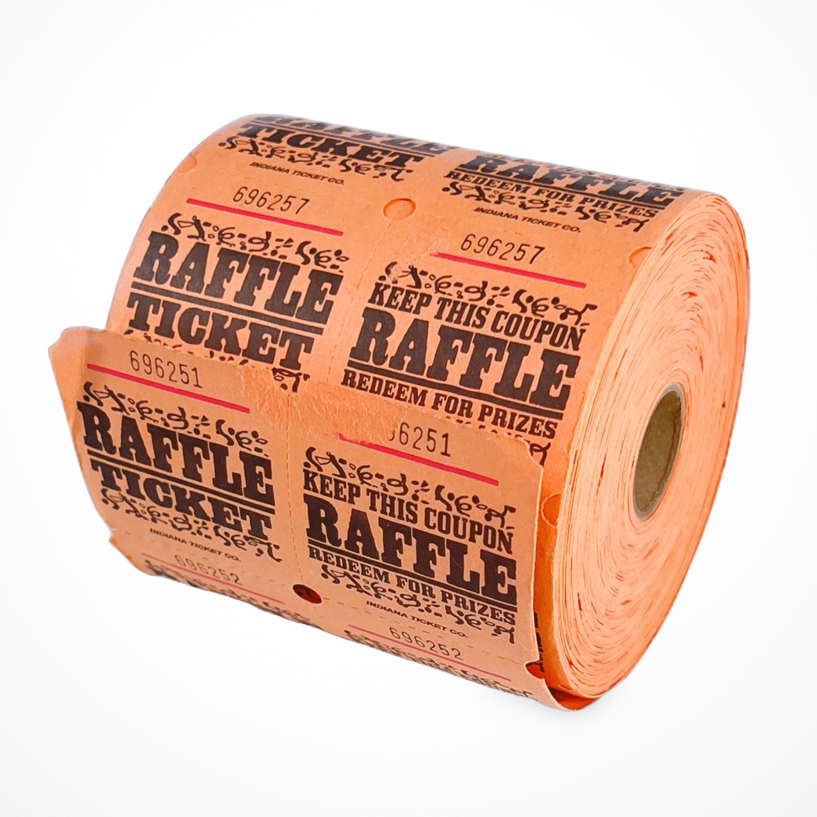 Marquee Double Roll Raffle Tickets Orange - Indiana Ticket Co.