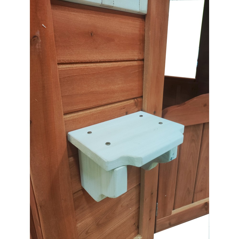 Outdoor Playhouse, Wooden Kids Play House with 2 windows and flowerpot holder