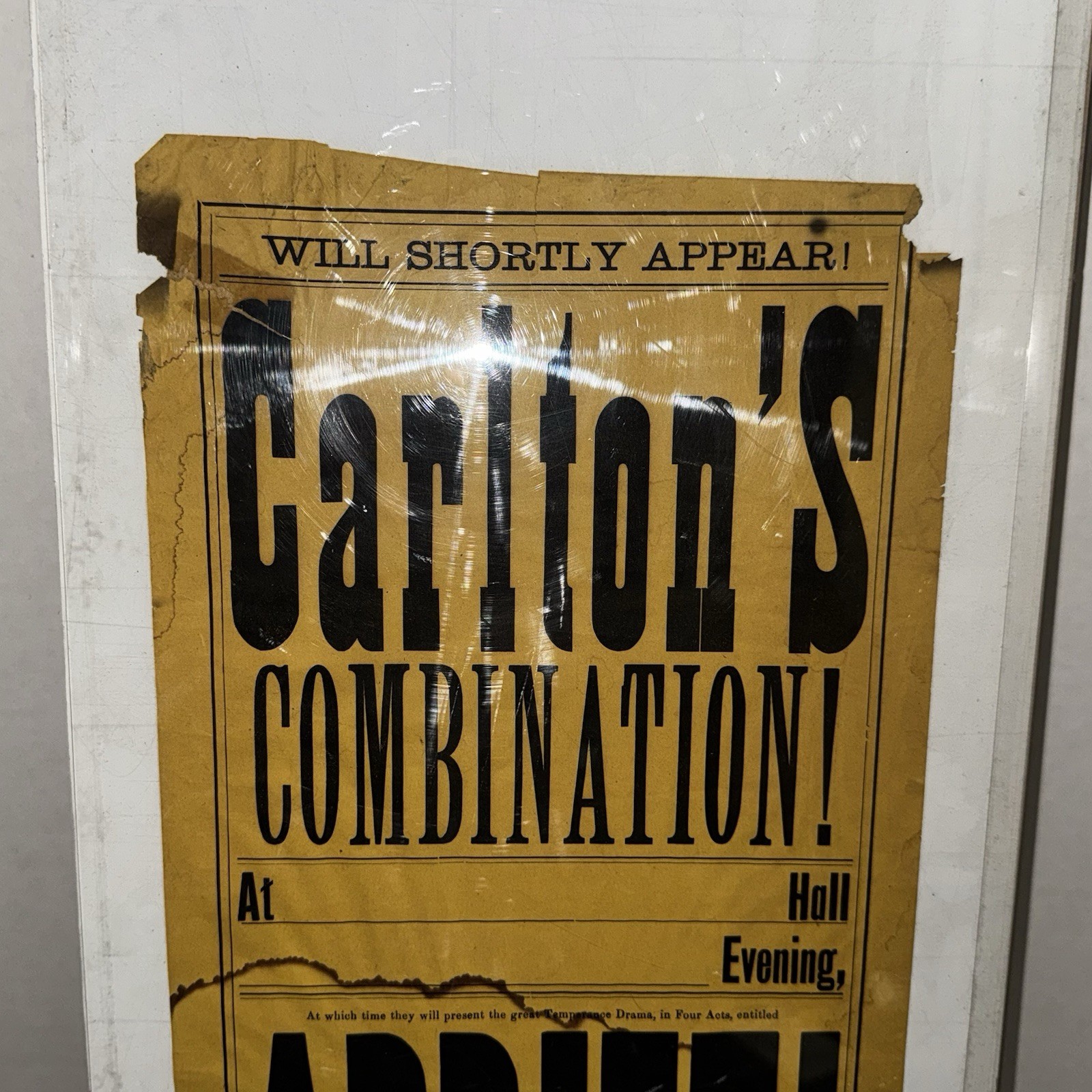 Antique 1880s Carlton’s Combination Adrift Uncle Jeff Theater Broadside Poster