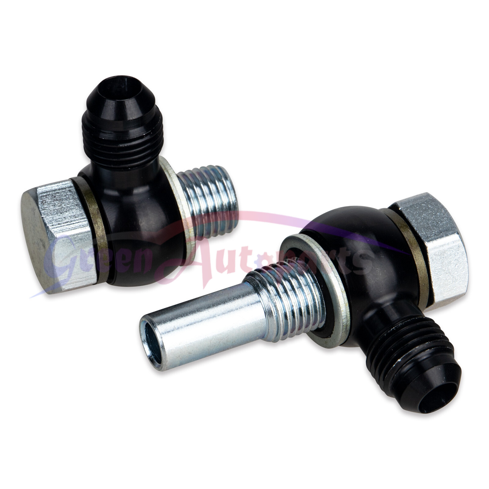 6AN x 1/4NPSM 4L80E GM transmission oil cooler 90° Banjo fittings + Bonded Seals