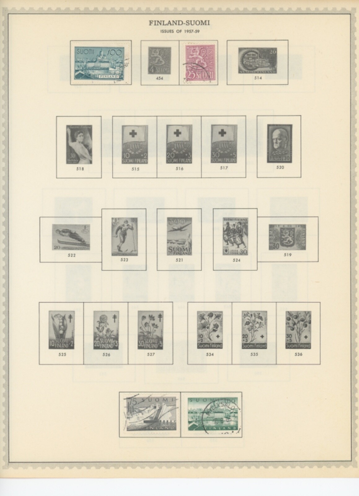 finland stamp collection on minkus pages 110 stamps used (e650