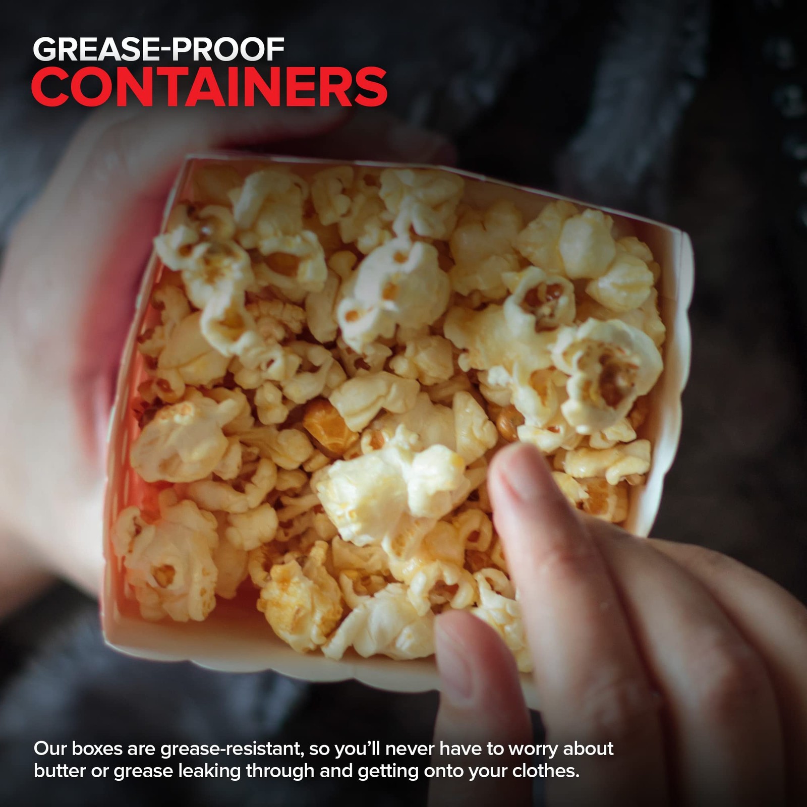 [50 Pack] Movie Theater Popcorn Boxes Disposable Red & White Striped - 30 oz