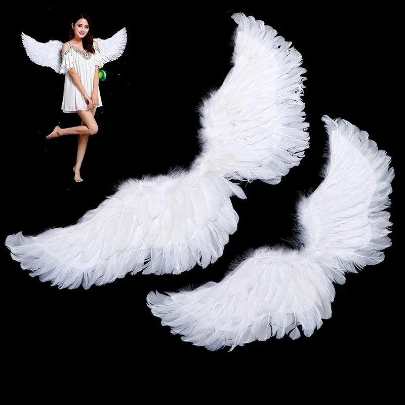 White Angel Feather Wings Set – Halo & Wand for Kids and Adults Cosplay