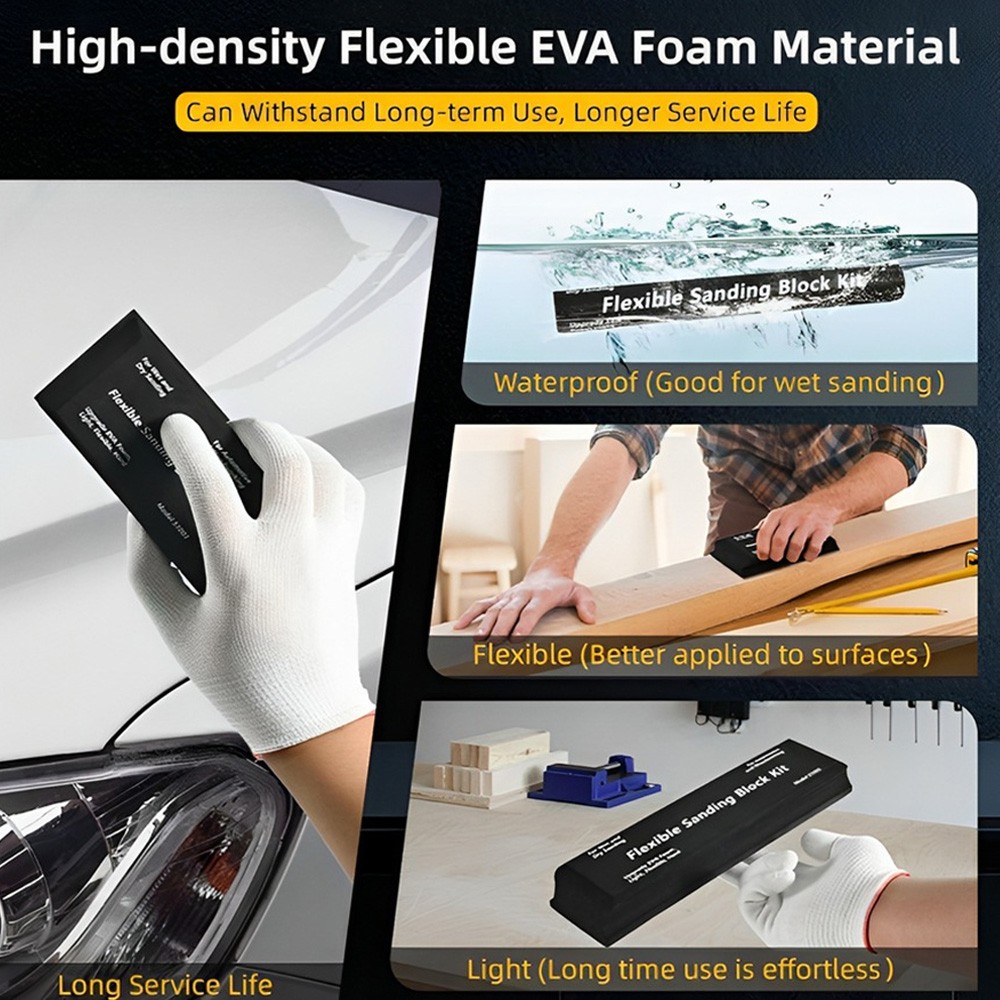 12Pcs Sanding Block Kit Flexible EVA Foam Wet or Dry for Automotive or Woodwork