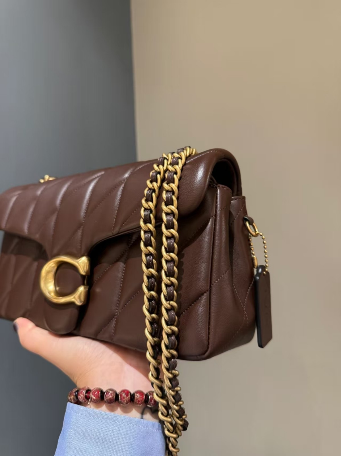 COACH Tabby 26 Quilted Shoulder Bag Leather Maple CP150