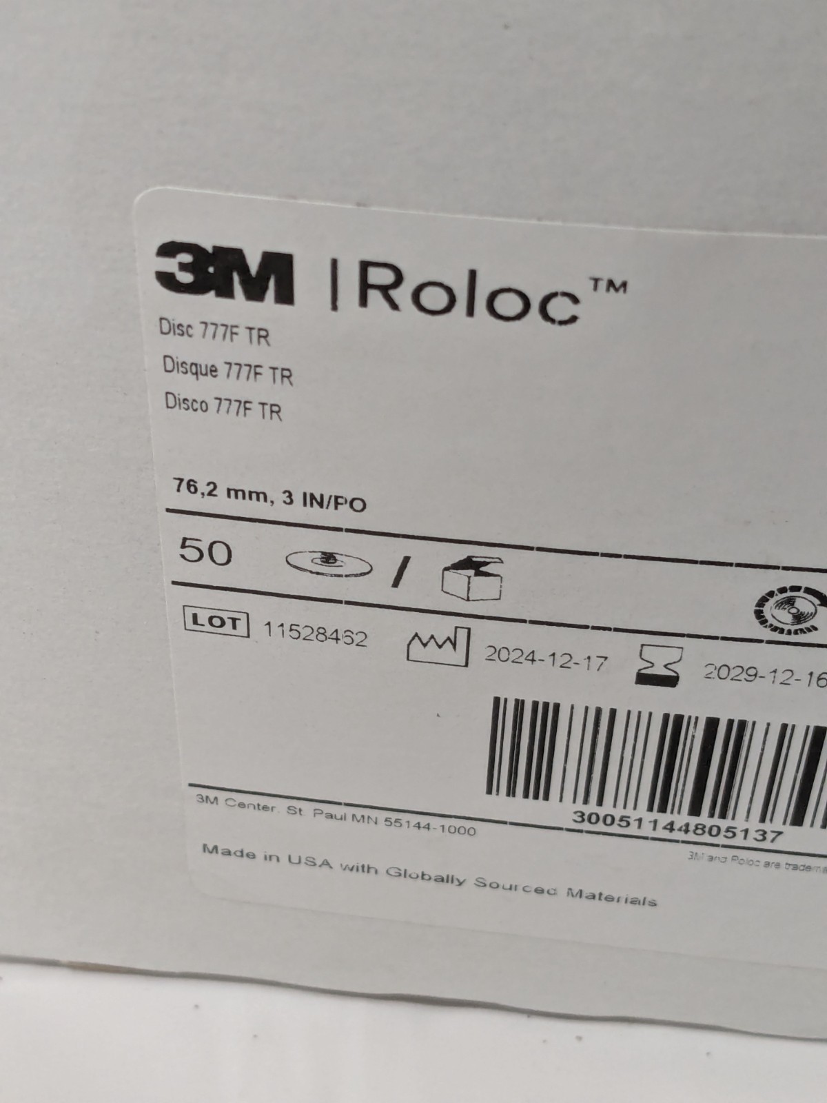 3M Quick-Change Disc: Roloc TR, 3" Dia, 120 Grit Box of 50 7000000557