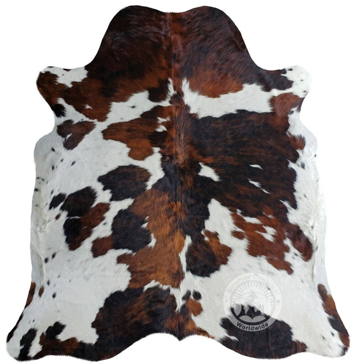 Real Cowhide Rug Tricolor - Size 6 x 6-7’
