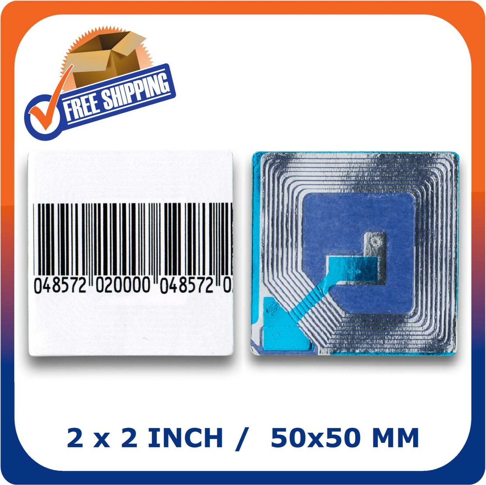 2000 PAPER SECURITY LABELS 2 x 2 INCH RF 8.2MHZ BARCODE EAS CHECKPOINT COMPATB