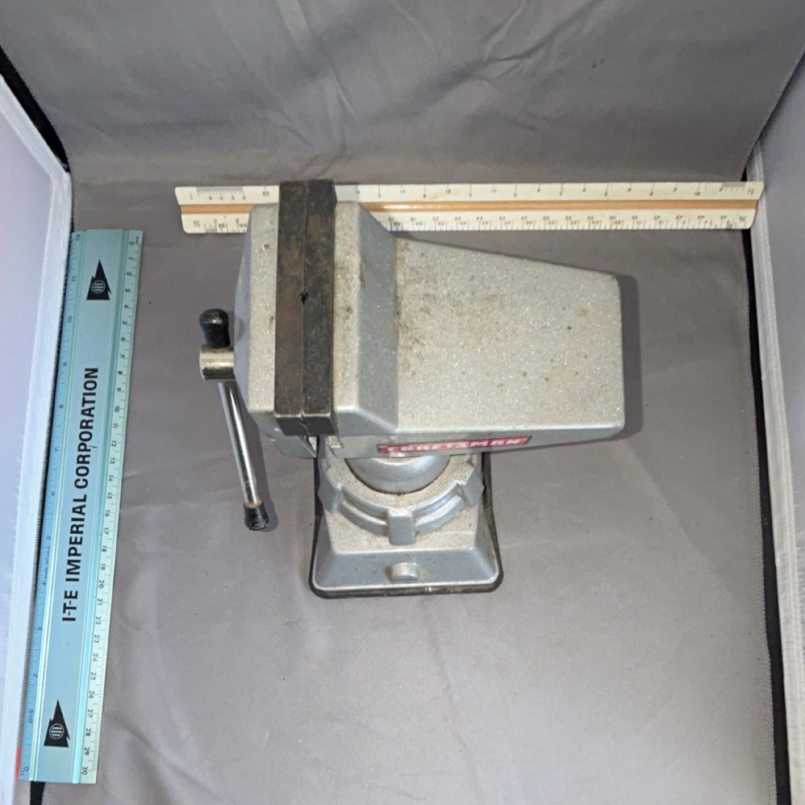 Craftsman Bench Vise Cast Iron Silver 4 in Jaw 4 in Opening Rotating Swivel Base