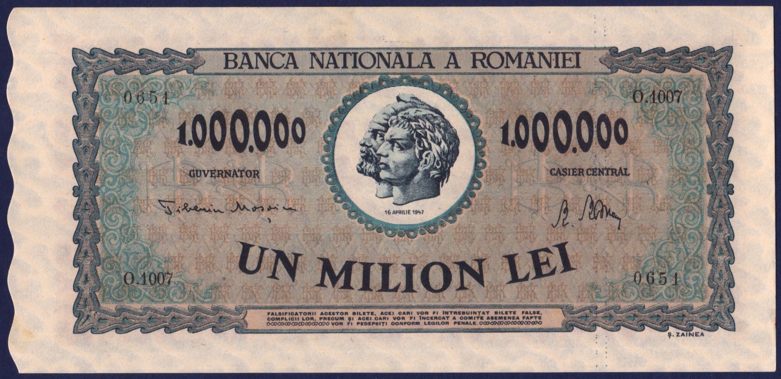 ROMANIA - P60 - 1000000 Lei - 1947 - UNCIRCULATED