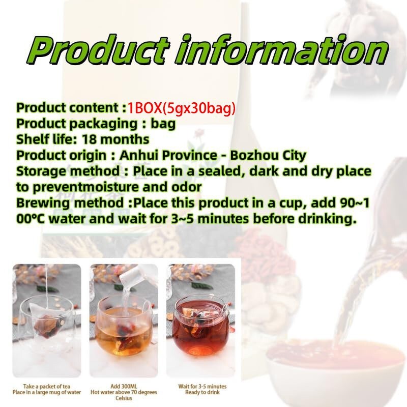 30pcs Ginseng six treasure tea , Kidney tea ,liver tea , red date kidney health