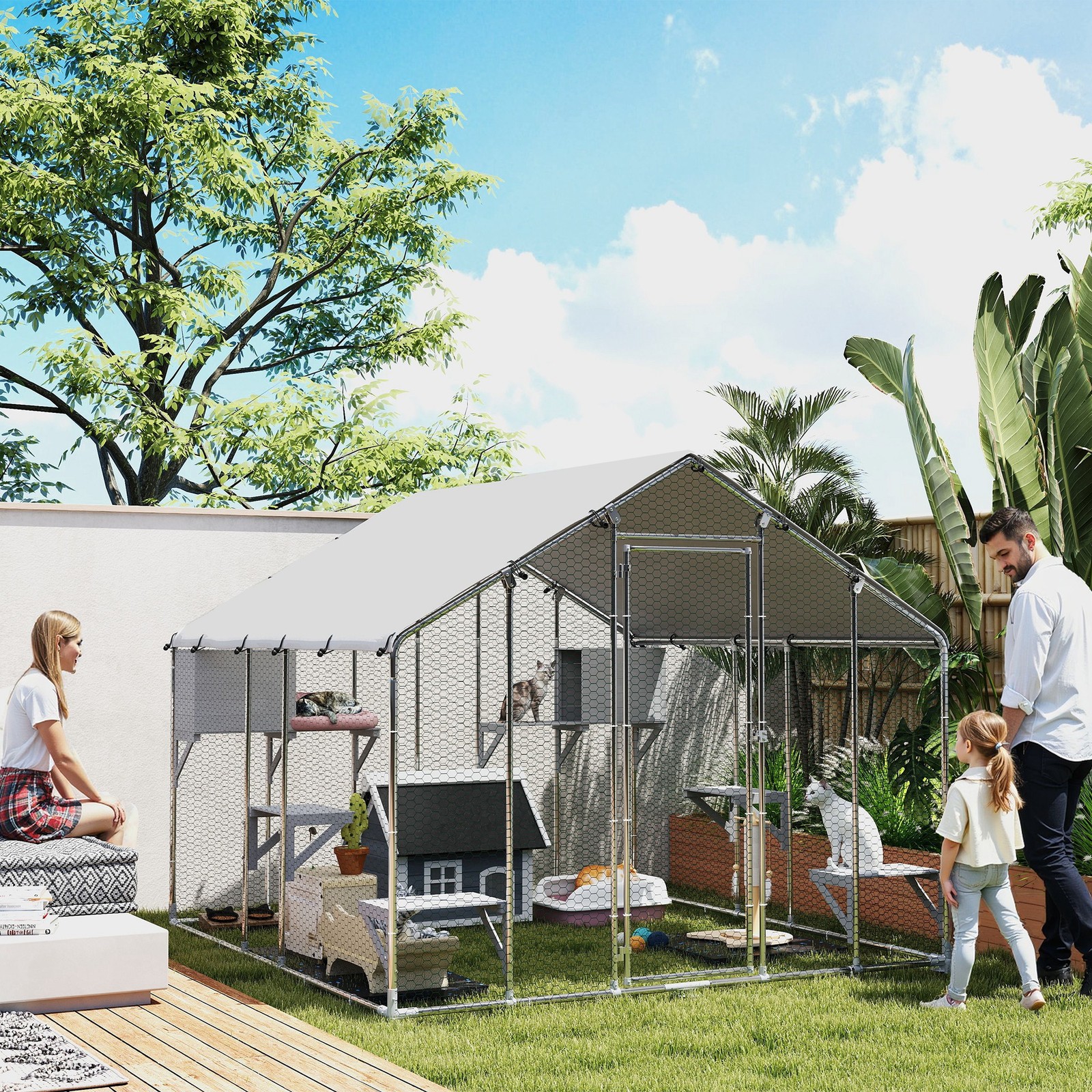 PawHut 94.5" Extra Large Catio Outdoor Cat Enclosure Waterproof Cover UV Protect