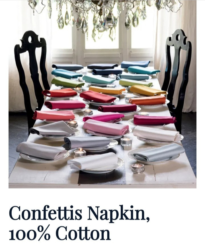 Garnier-Thiebaut 100% Cotton Set of 4 Cotton Napkins, Turquoise, 22" x 22" NWT