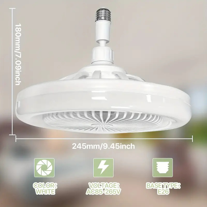 Socket Ceiling Fans with Lights and Remote- Socket Fan light with Dimmable Led